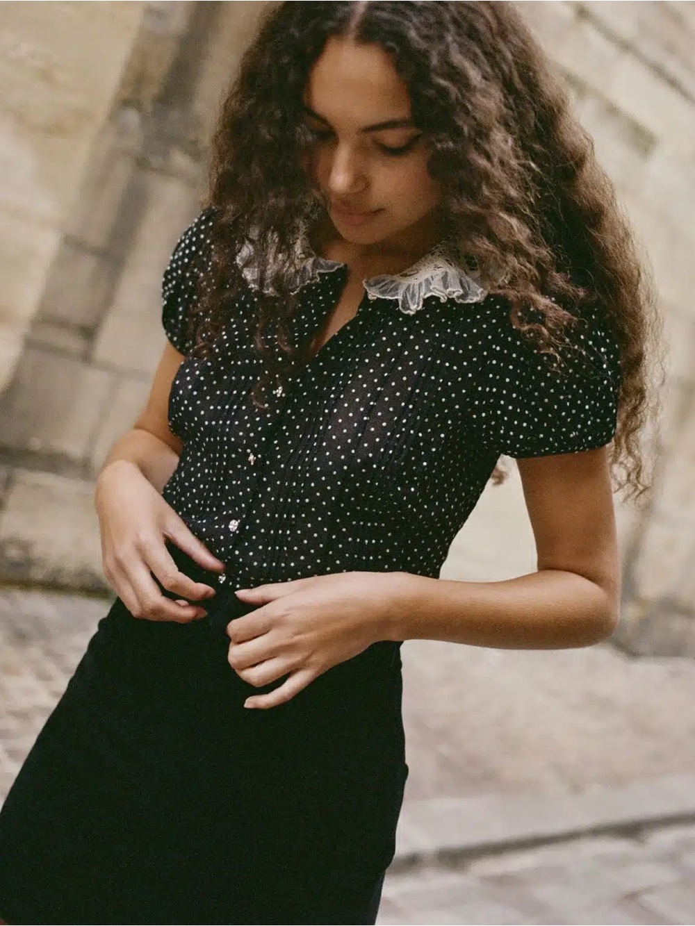 DOEN -Noir Dot- Oleta Top M